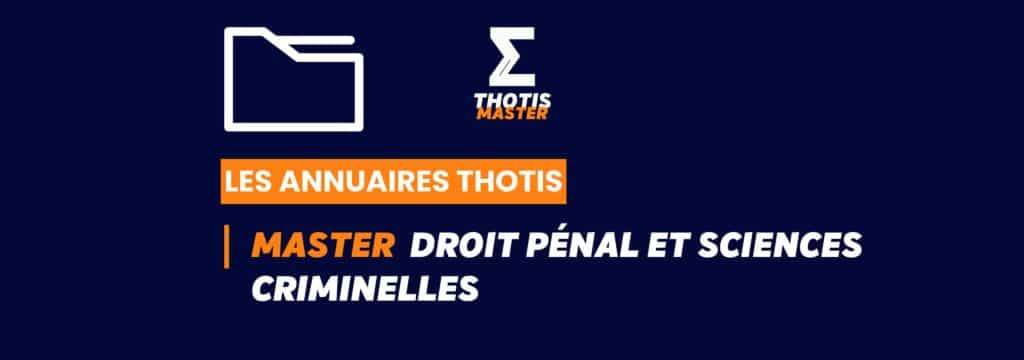 Thotis Annuaire - Master Droit pénal et sciences criminelles